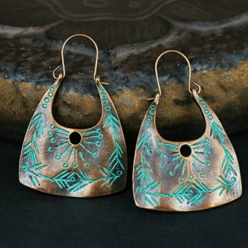 A pair of cute Boho bronze earrings
